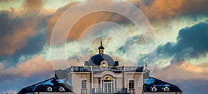 Sunset sky over the building