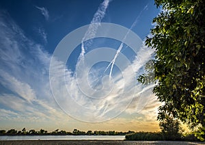 The sunset sky over the Don River