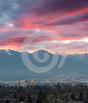 Sunset Sky over Port of Vancouver BC Canada