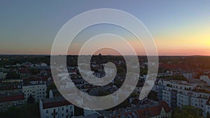 sunset sky over Steglitz city Berlin evening Nice aerial top view flight drone