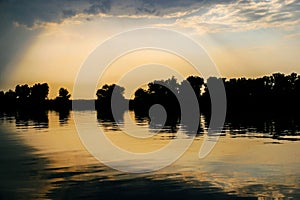 Sunset sky reflecting in Danube