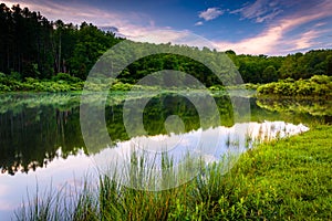 Sunset sky reflecting in a pond at Delaware Water Gap National R