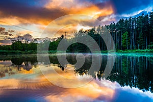 Sunset sky reflecting in a pond at Delaware Water Gap National R photo