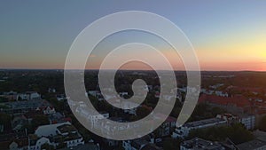 sunset sky Steglitz city Berlin evening Breathtaking aerial view flight drone