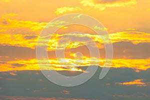 Sunset sky with sunset clouds and sun rays