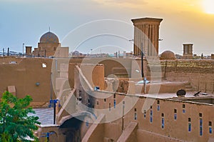 The skyline of Yazd on sunset, Iran