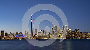 Sunset skyline of the Toronto city skyline with CN Tower