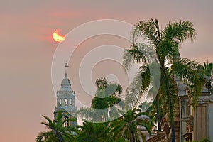 Sunset with a Smoky Haze at the California Tower