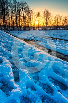 Sunset on snow