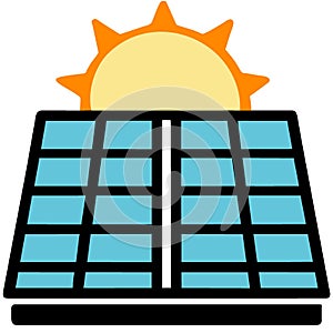 sunset and solar panel, photovoltaic, alternative electricity source - concept of sustainable resources