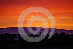 Sunset in solignano fraction of castelvetro di modena