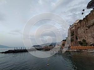 Sunset on Sorrento bay in Naples