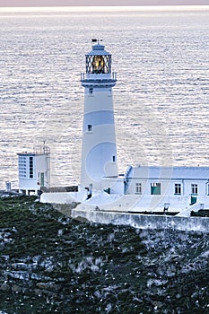 Sunset at south stack lighthouse on Anglesey in Wales