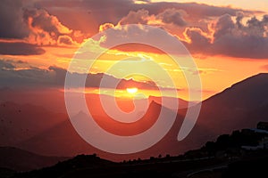 Sunset in the Spanish mountains, Andalusia