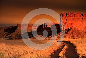 Sunset with spectacular colors  the desert in Namibia