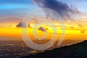 Sunset Splendor: Los Angeles Skyline from Runyon Canyon Park