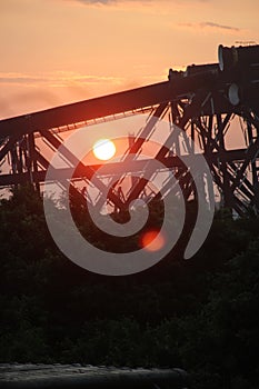 Sunset and steel structure