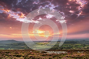 Sunset from Stiperstones Ridge to Cordon Hill