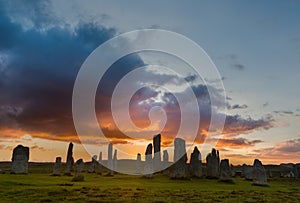 Sunset with Stone circle