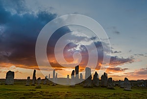 Sunset with Stone circle photo