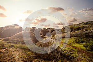 Sunset on the stones of puango adongo, africa angola