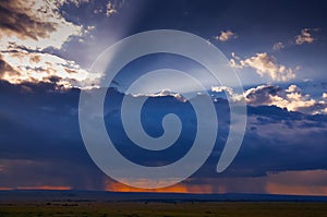 Sunset with storm at masai mara