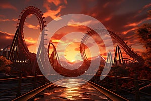 Sunset-streaked skies witness terrifying roller coaster loops