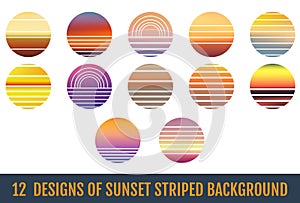 Sunset striped backgrounds. Sunset striped backdrops.