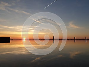 Sunset in the summer with a red sky clowd