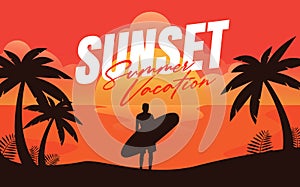 Sunset summer vacation illustration