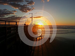 Sunset sunflare at Pismo Beach pier