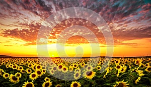 Sunset with sunflower