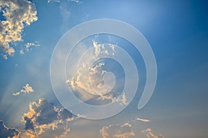 Sunset / sunrise with clouds, light rays