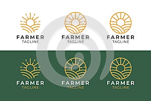 Sunset and Sunrise Farmer Minimalist Style Logo