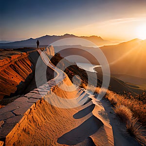 sunset sunrise morning horizon landscape dawn sea evening mountain dusk sunlight sand coast rock ocean sky hill desert cloud