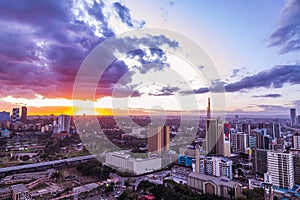 Sunset Sunrise Nairobi Night City County Streets Lights Cityscapes Skyline Urban Skyscrapers Beautiful Building Kenya\'