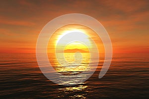 Sunset /sunrise and sea 3D render