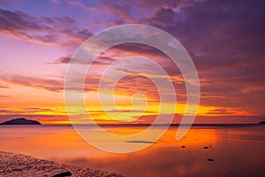 Sunset or sunrise sky clouds over sea sunlight in Phuket Thailand Amazing nature landscape seascape.Beautiful light nature