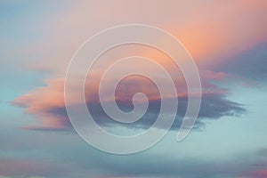 Sunset and sunrise sky. Delicate orange light