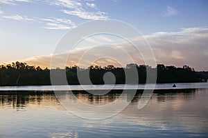 Sunset, Sunrise Summer Landscap.Blue Sky, amazing colorful clouds.Natural Background.Artistic Wallpaper.Lake, sun.