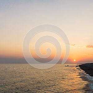 Sunset, sunrise view postcard sea background relax