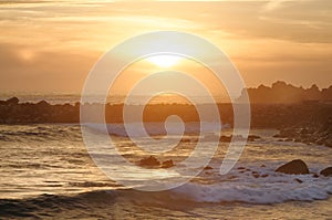 Sunset and surf, san bartolo, lima, peru. waves sun photo