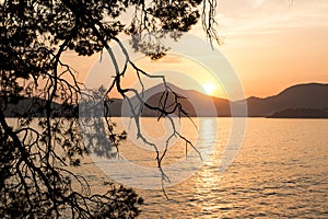 Sunset at the Sveti Stefan island