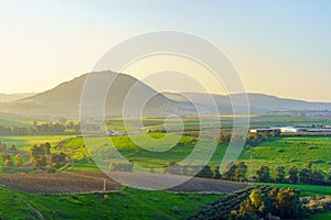 Sunset of Tabor Stream with countryside, Mount Tabor