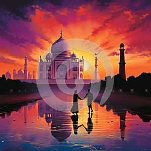 Sunset at the Taj Mahal