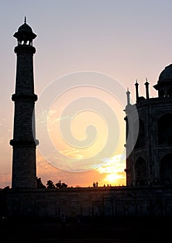 Sunset in Taj Mahal Tomb in Agra, India