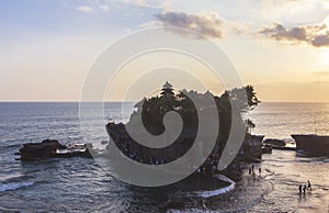 Sunset at Tanah Lot Temple in Bali photo