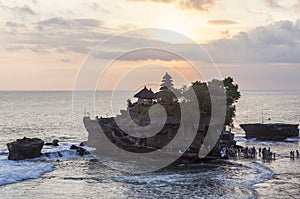 Sunset at Tanah Lot Temple in Bali photo