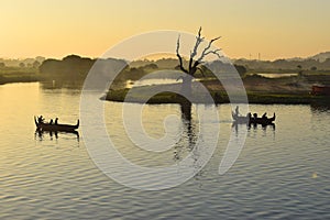 Sunset at Taungthaman Lake, Amarapura, Mandalay, Myanmar