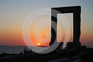 Sunset at the Temple of Apollo on the Greek island of Naxos